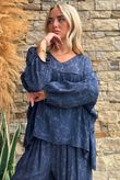 Kiti Paisley Damask Artist Smock Navy